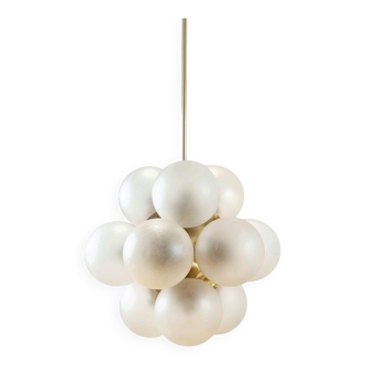 Space Age Sputnik Brass & Glass Globes Ceiling Light/Chandelier from Kaiser Leuchten, Germany, 1960s