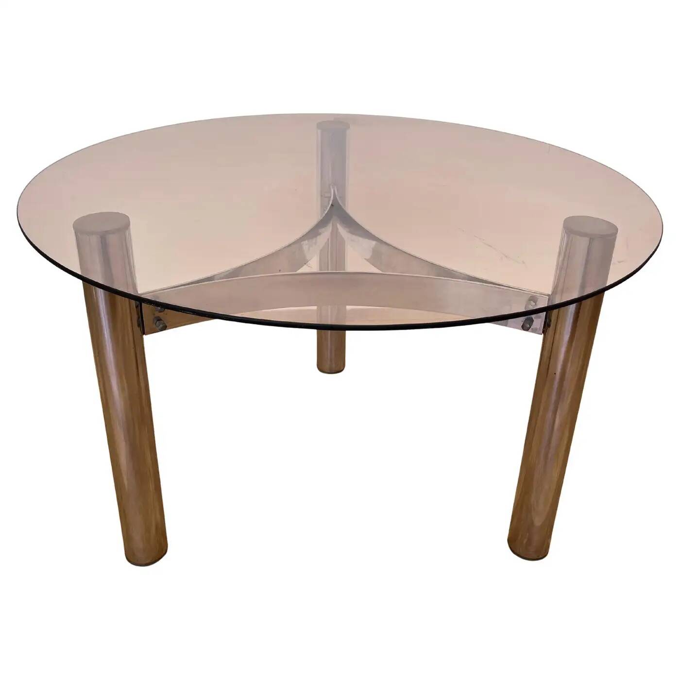 Midcentury design chrome and smoked glass coffee table - 1970s