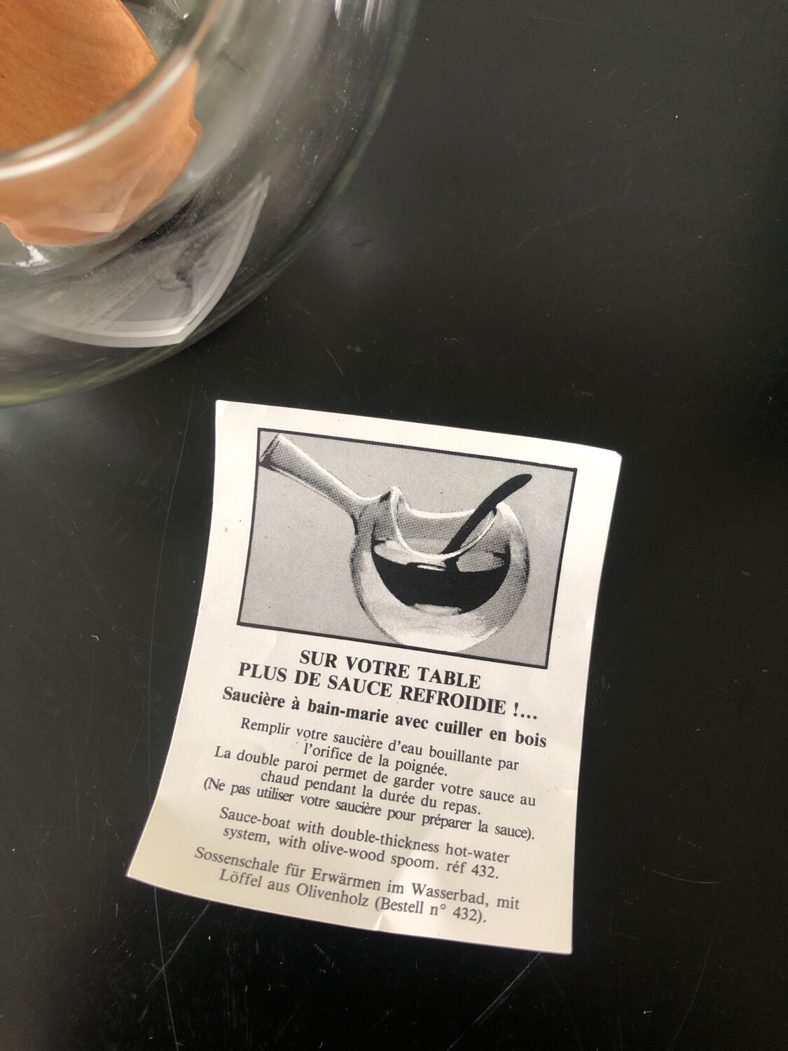 Bain-marie gravy boat glass blown vintage 1970