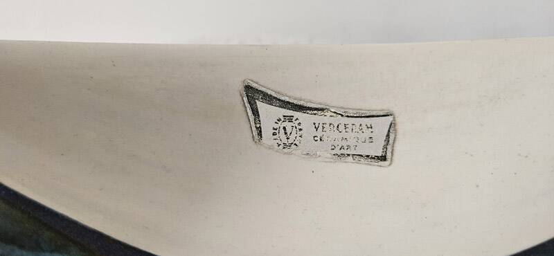 Suspended cup Verceram – Iridescent ceramic & brass – 1950s–60s