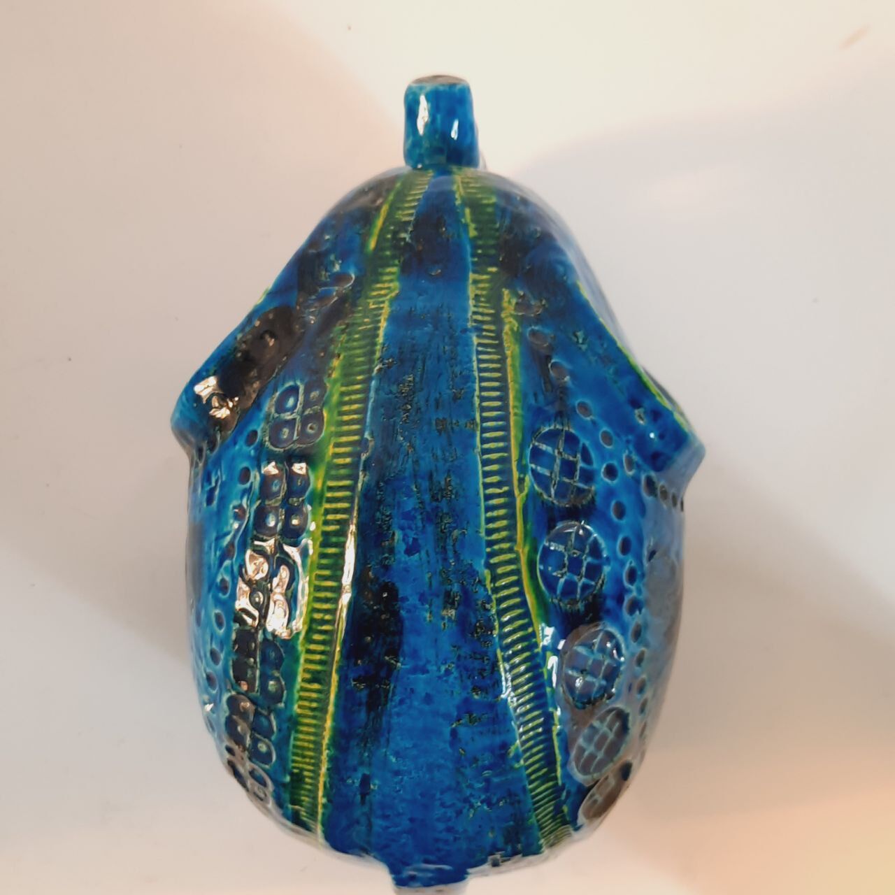 Vintage elephant statue, Aldo Londi for Bitossi, Rimini blue series.