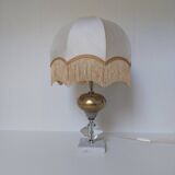 Hand-cut crystal and white marble lamp 57 cm