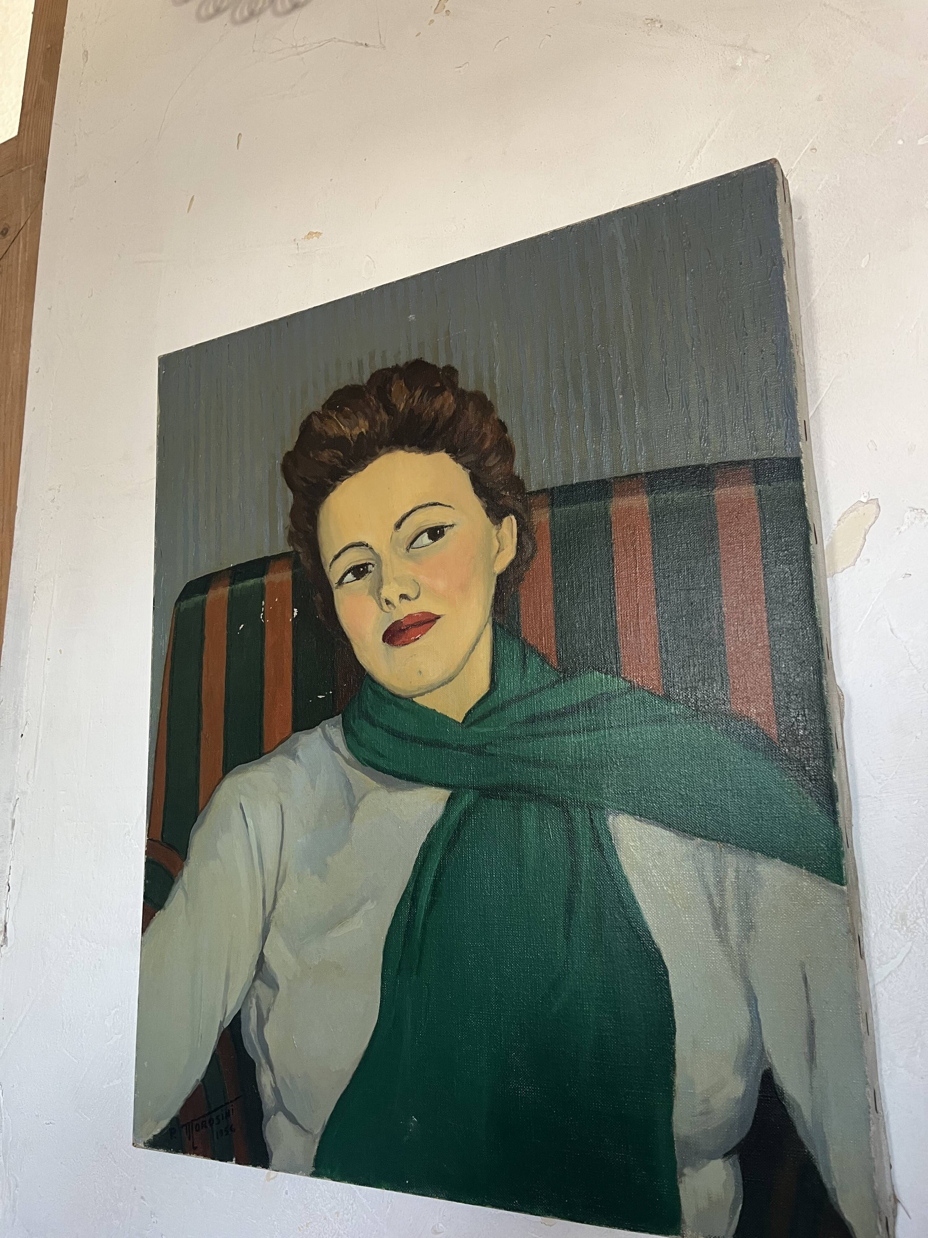 Portrait féminin – Pierre Morosini, 1956 – Huile sur toile, École de Paris