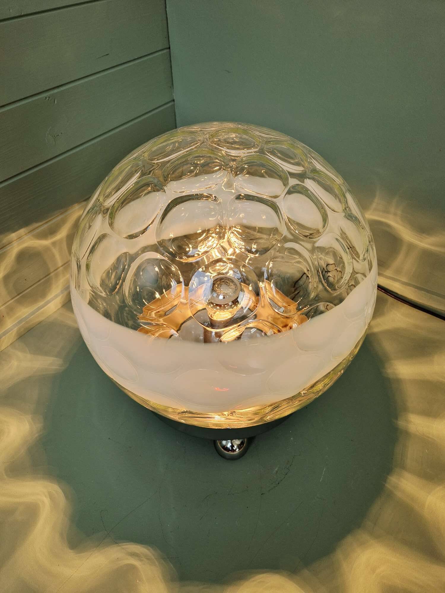 Large table lamp in blown honeycomb glass, 1970.