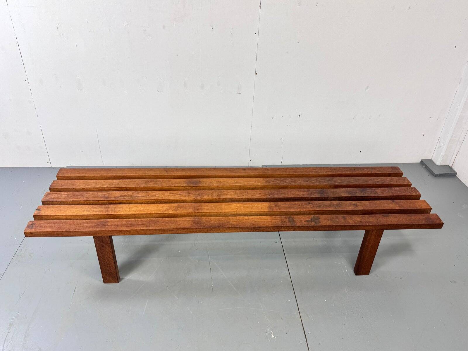 Mid-century modern brown wood slatted coffee table by Martin Visser for 't Spectrum, 1960s