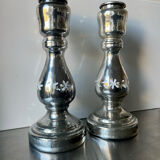 Pair of vintage mercury glass candleholders