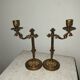 Pair of adjustable gilt bronze candlesticks