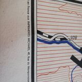 Vintage school geography map Massif du Mont Blanc