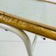 Vintage rattan and glass table with 70s steel frame