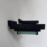 Pair of vintage post modernist wall lights, glass and sandblasted glass, France 1980