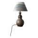 Table lamp in chamotte stone with hand-painted lampshade.