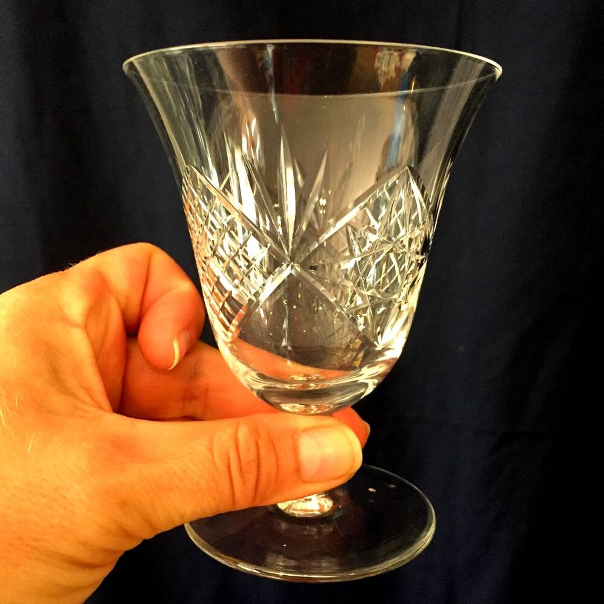 Set of 7 St-Louis crystal red wine glasses