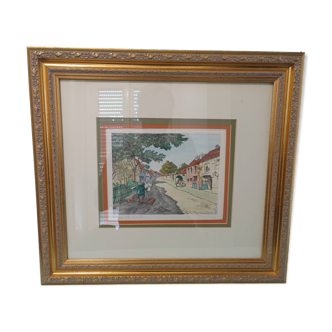 Signed engraving – “The Street of Artists” by Barbjon