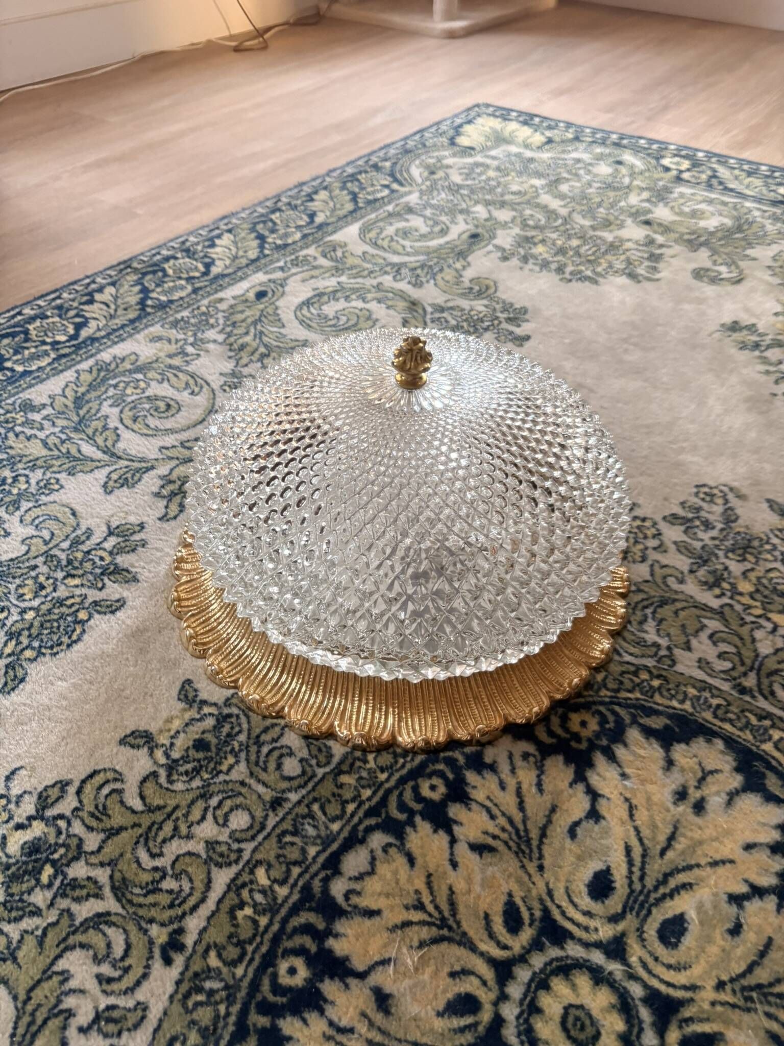 Vintage ceiling light Glashütte Limburg Bronze Hollywood Regency Mid Century