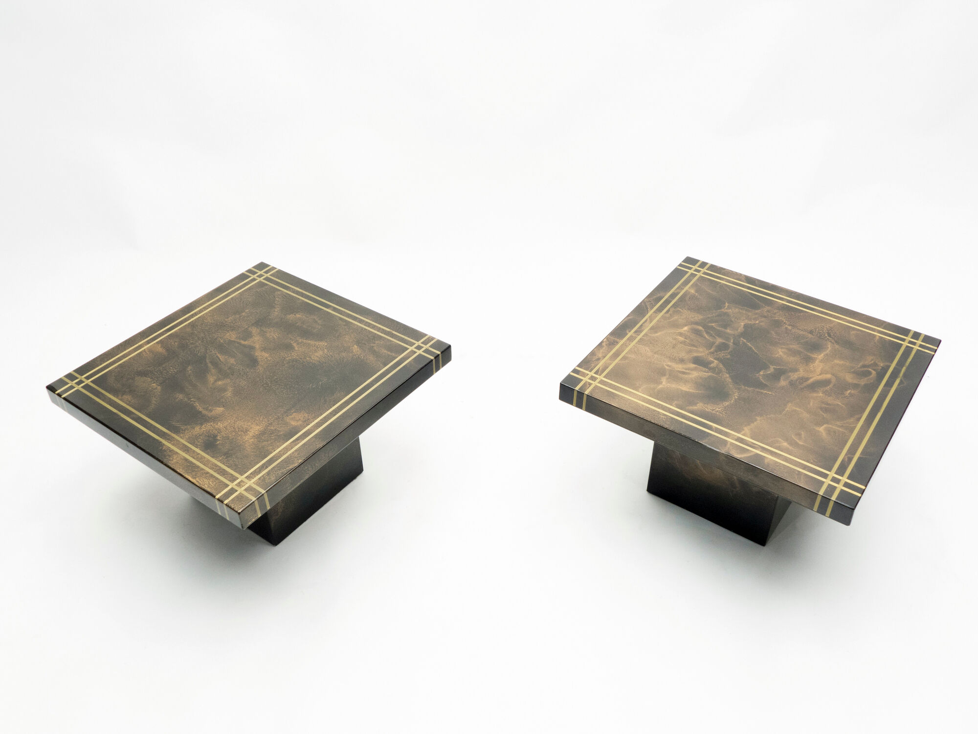 Pair Guy Lefevre Brass Laqué Sofa Tips for Roset Line 1970
