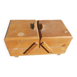 Worker seamstress box in patinated solid wood