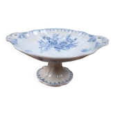 Antique compote dish Flore U&C Sarreguemines – Blue ironstone – 19th century