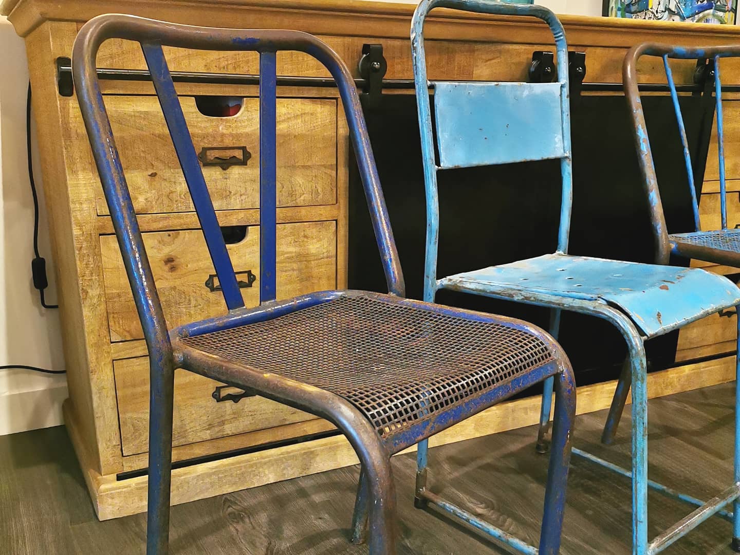 Set of 5 mismatched industrial chairs