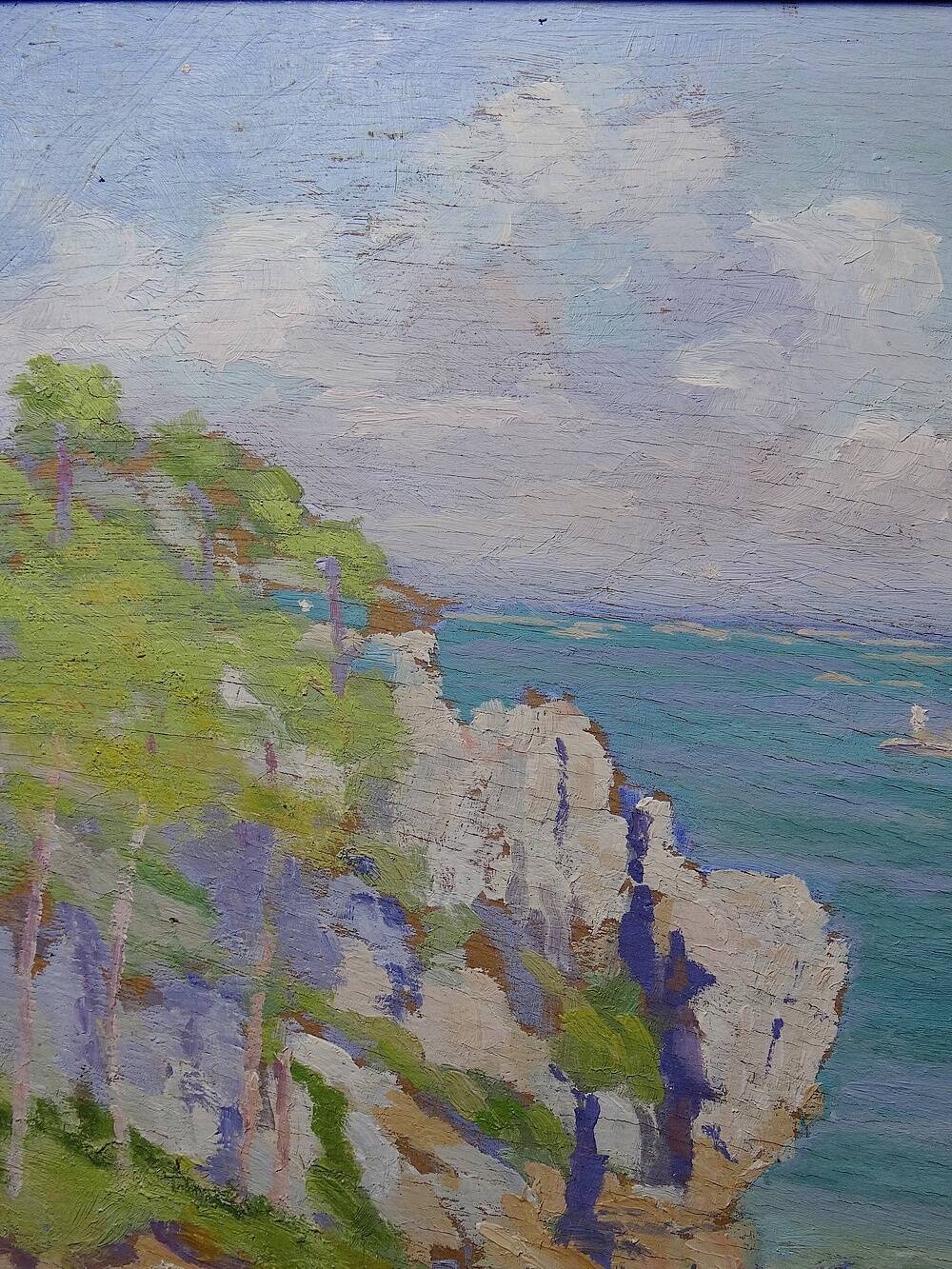 Large seascape cliffs oil on panel framed Paul RUBEN (1882-19