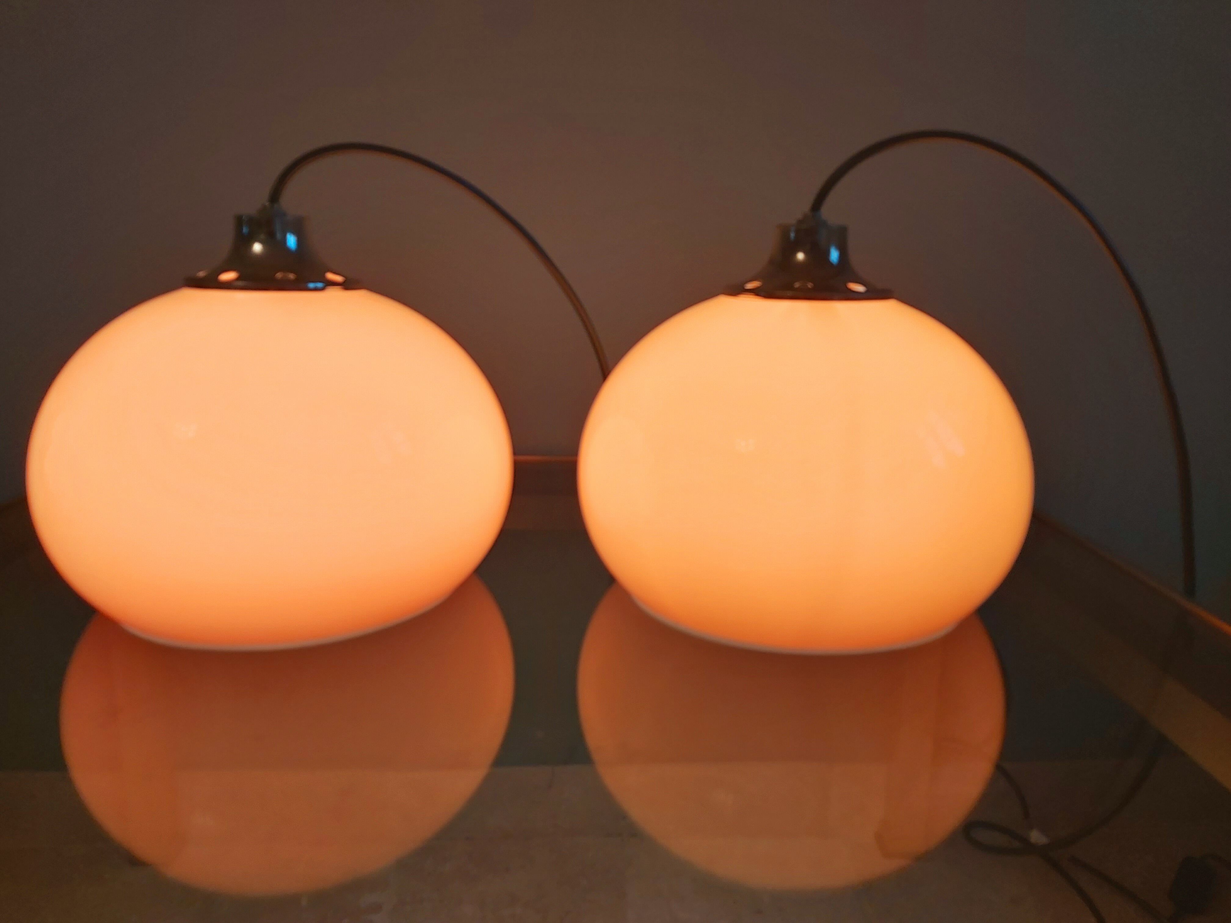 Lot de 3 suspensions orange vintage, années 70