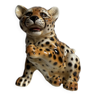 Small ceramic leopard made in italy 70s