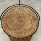 Raoul Guys style metal and rattan serving trolley from the 50s