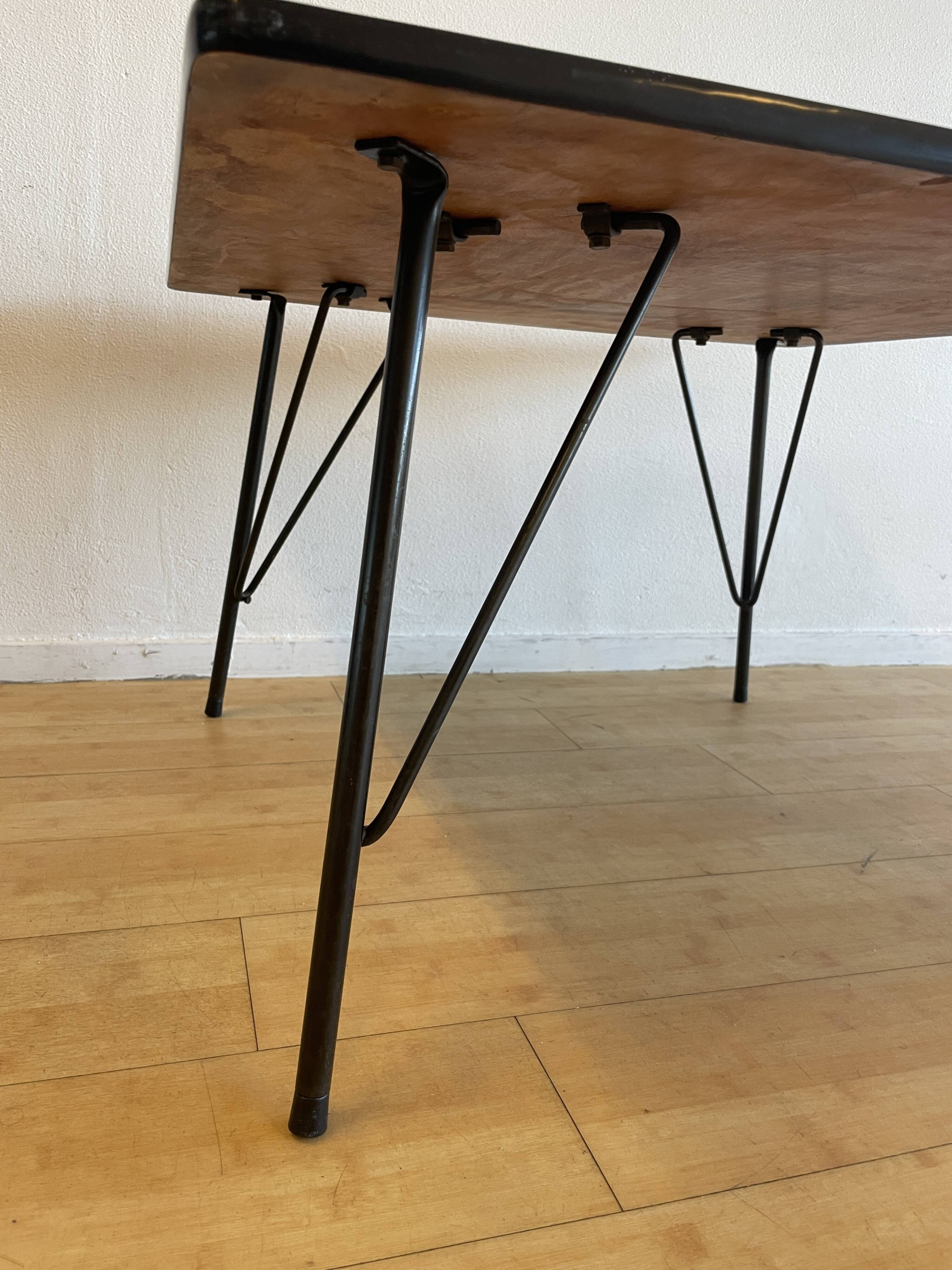 Gray height-adjusted coffee / dining room table, by Rudolf Wolf for Elsrijk