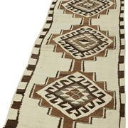 Turkish Handwoven Vintage Herki Kilim 90 cm x 310 cm
