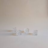 Set of 4 chiseled glass candle holders