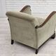 1950s, Danish relax armchair, furniture velour, carved oak wood.
