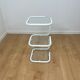 Table d’appoint vintage en métal tubulaire blanc et verre, design moderniste années 1980
