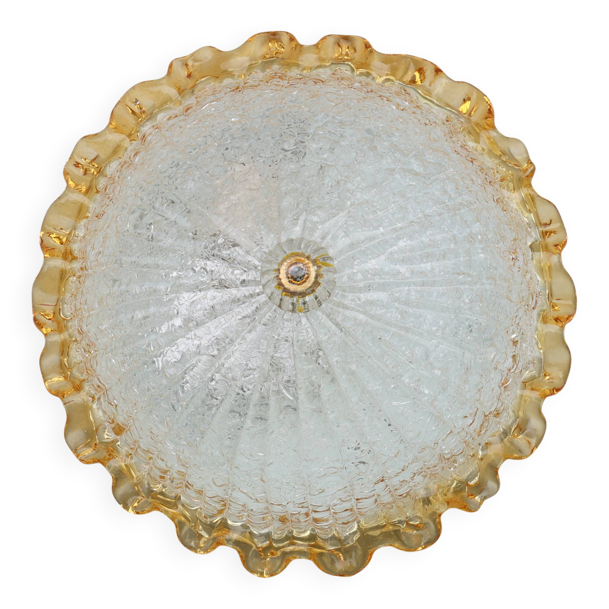 Italian Yellow Large Size Murano Glass Ceiling Fixture, Murano, 1980