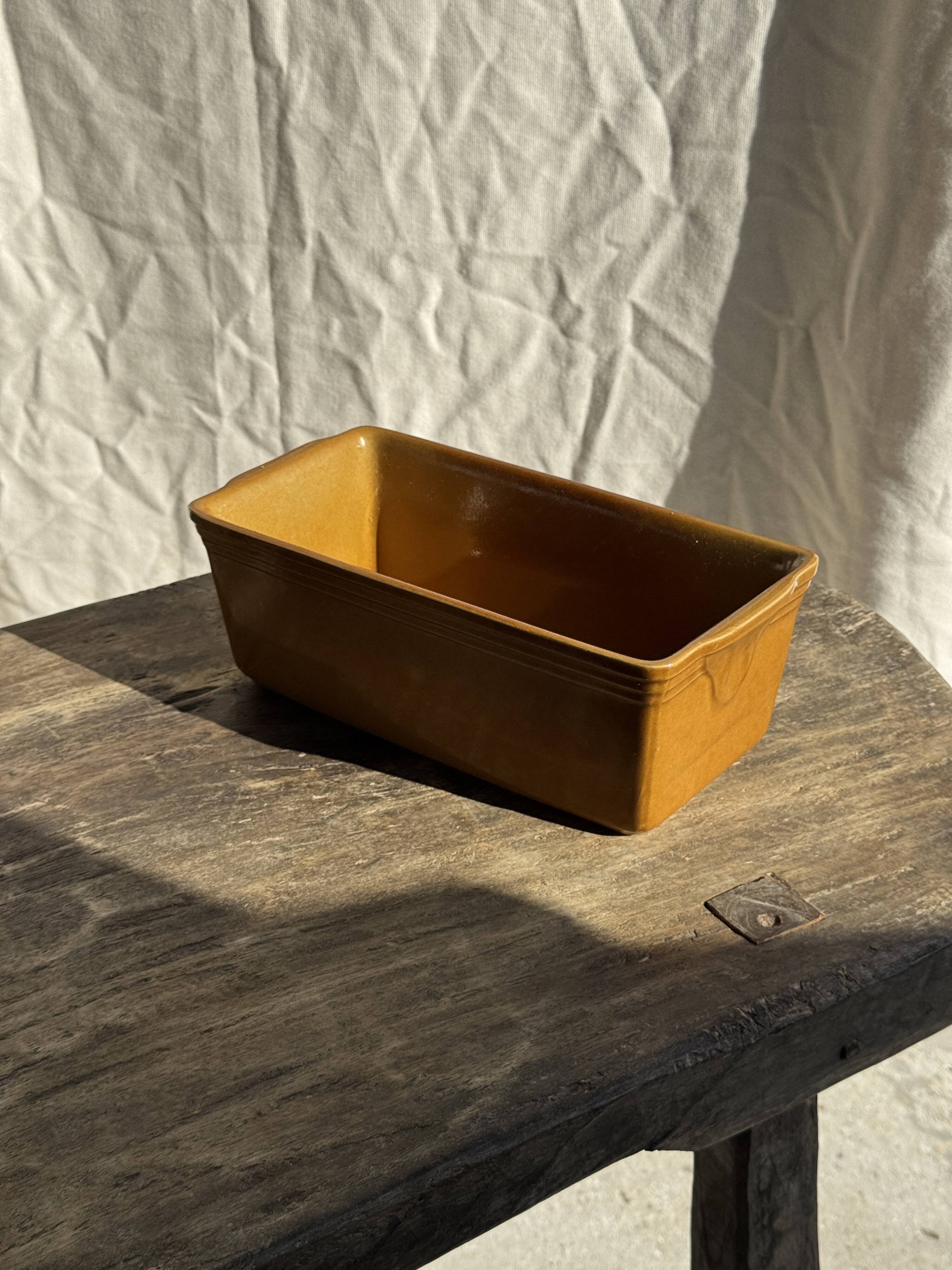 Large ceramic terrine dish in honey and caramel colour H10 L29