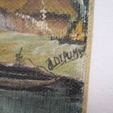 Painting on canvas African landscape Signed