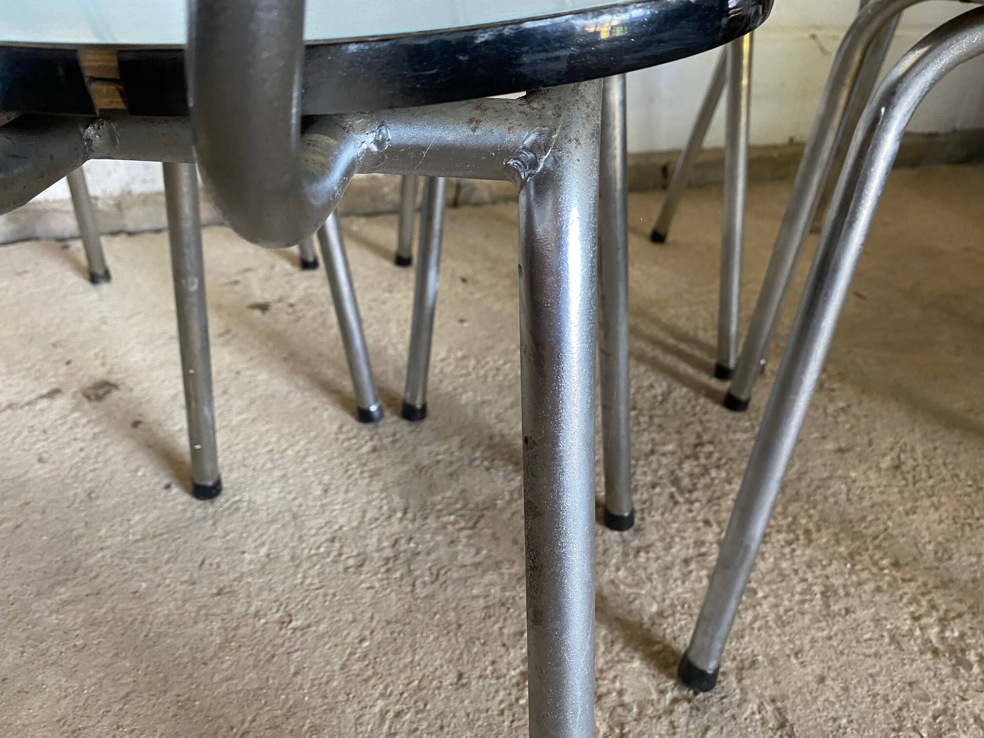 Set of 5 vintage chairs in 1960s blue formica