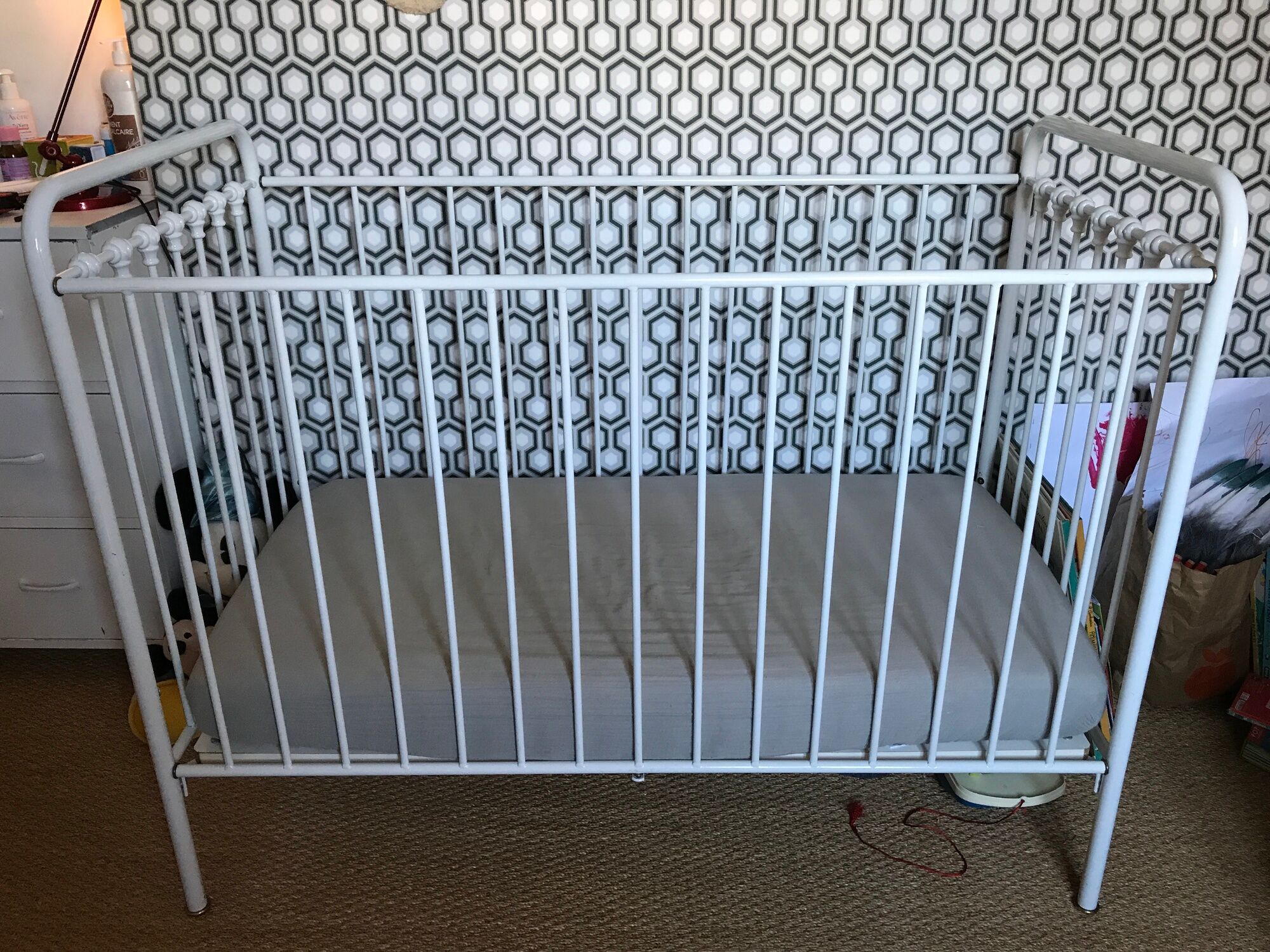 Baudou/Bonpoint bar bed in white metal for children