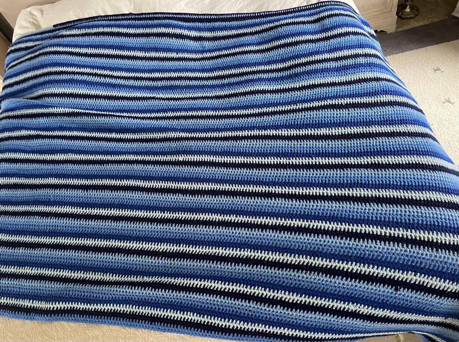 Seventies hand-knitted wool blanket