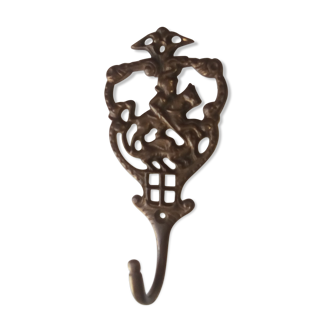Old brass patère coat rack