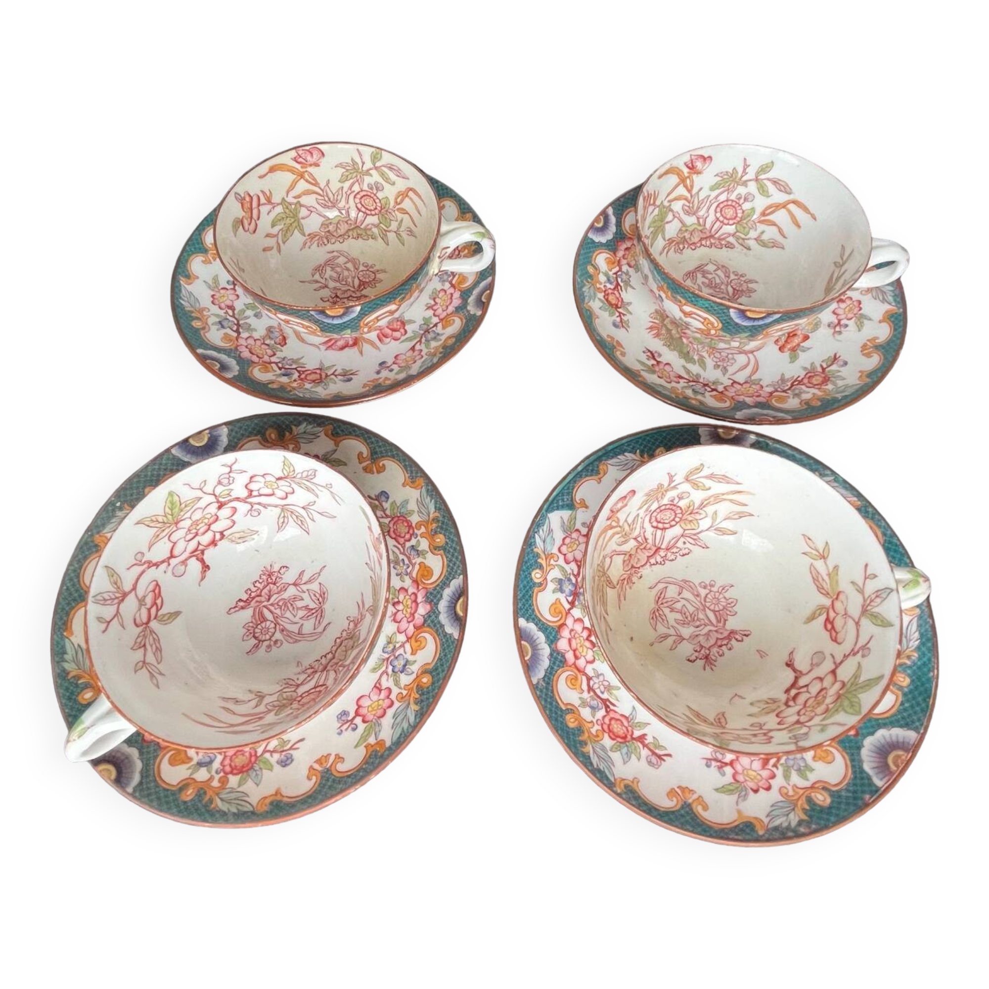 4 porcelain tea cups