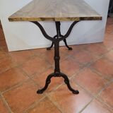 Bistro table Base cast iron over oak