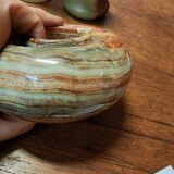 Set of three marble candlesticks