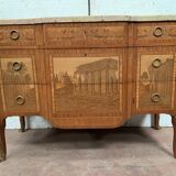 Commode a central jump in amaranth wood and rosewood XX century