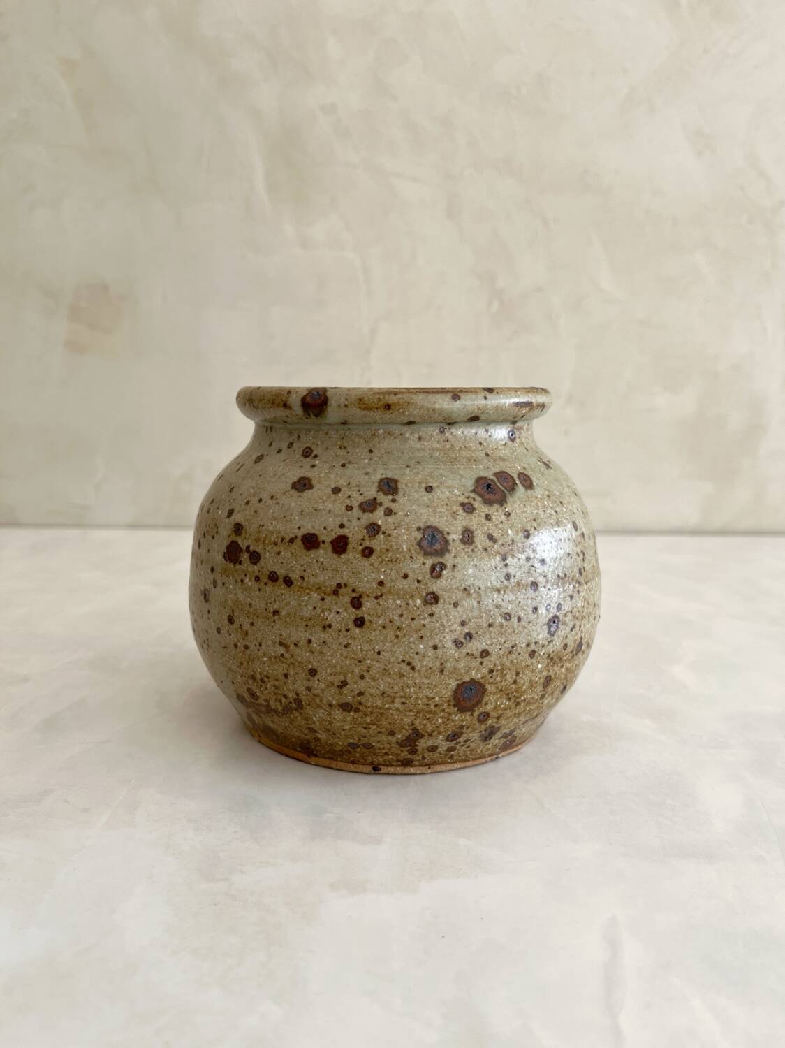 Vintage pyrite stoneware ball vase
