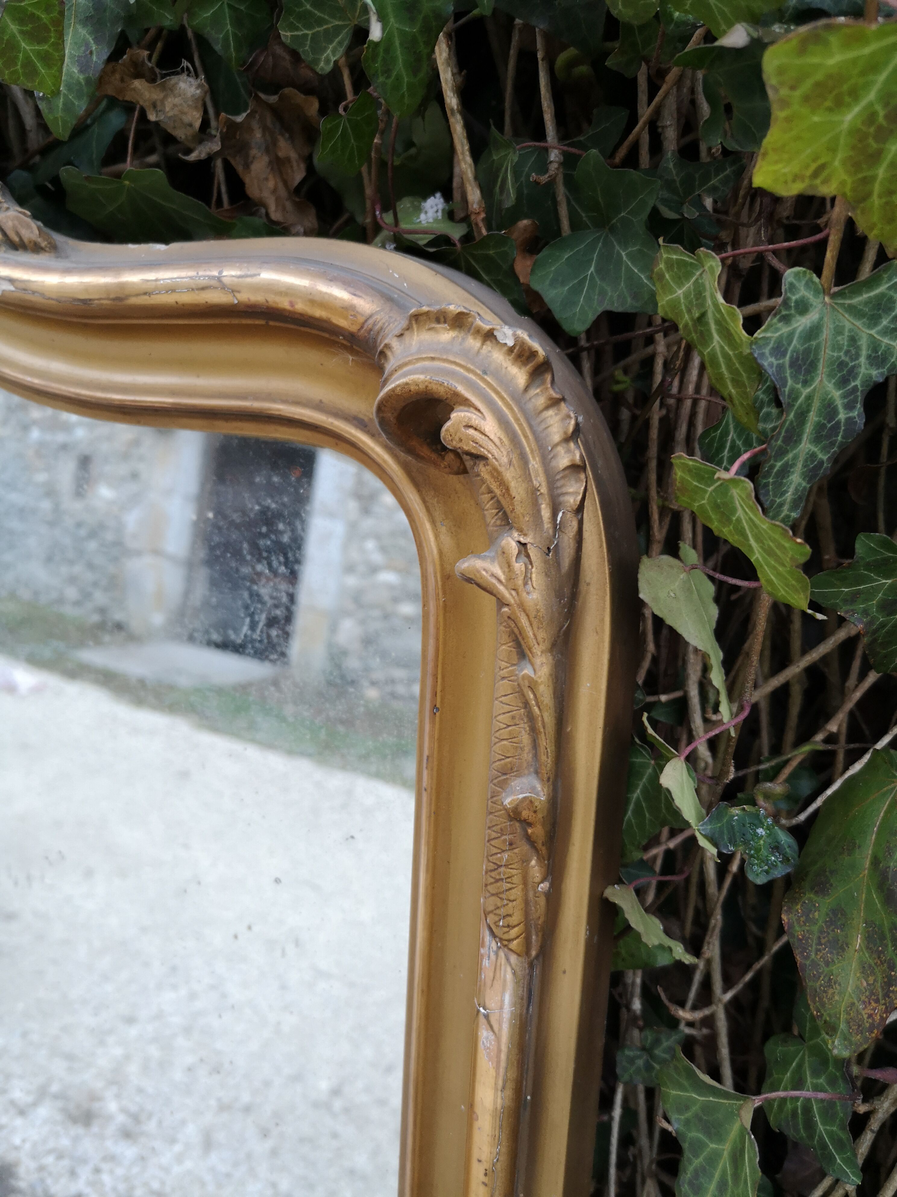 Large golden mirror style Rococo Louis XV 82x136cm
