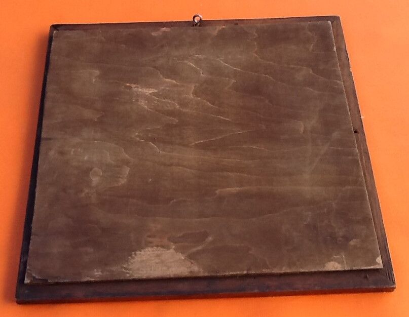 Barber mirror with pitch pine wood frame and double fillets, 1930s-1940s