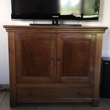 Meuble tv ou bar en merisier avec plateau pivotant