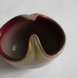 Horned aventurine and burgundy murano glass bowl, venice 1950s.