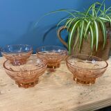 Set of 4 vintage pink glass bowls