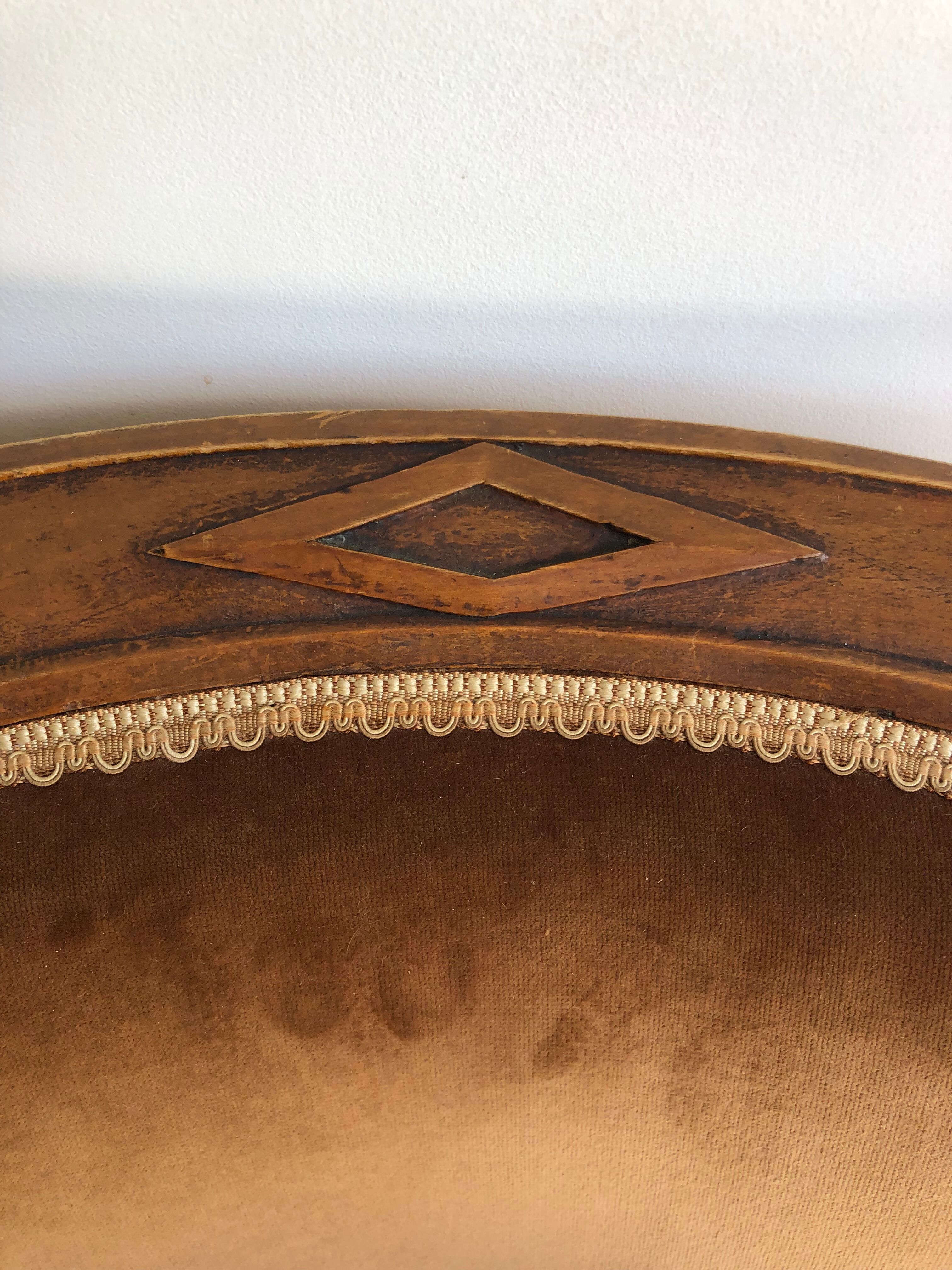 Fauteuil style directoire velours marron