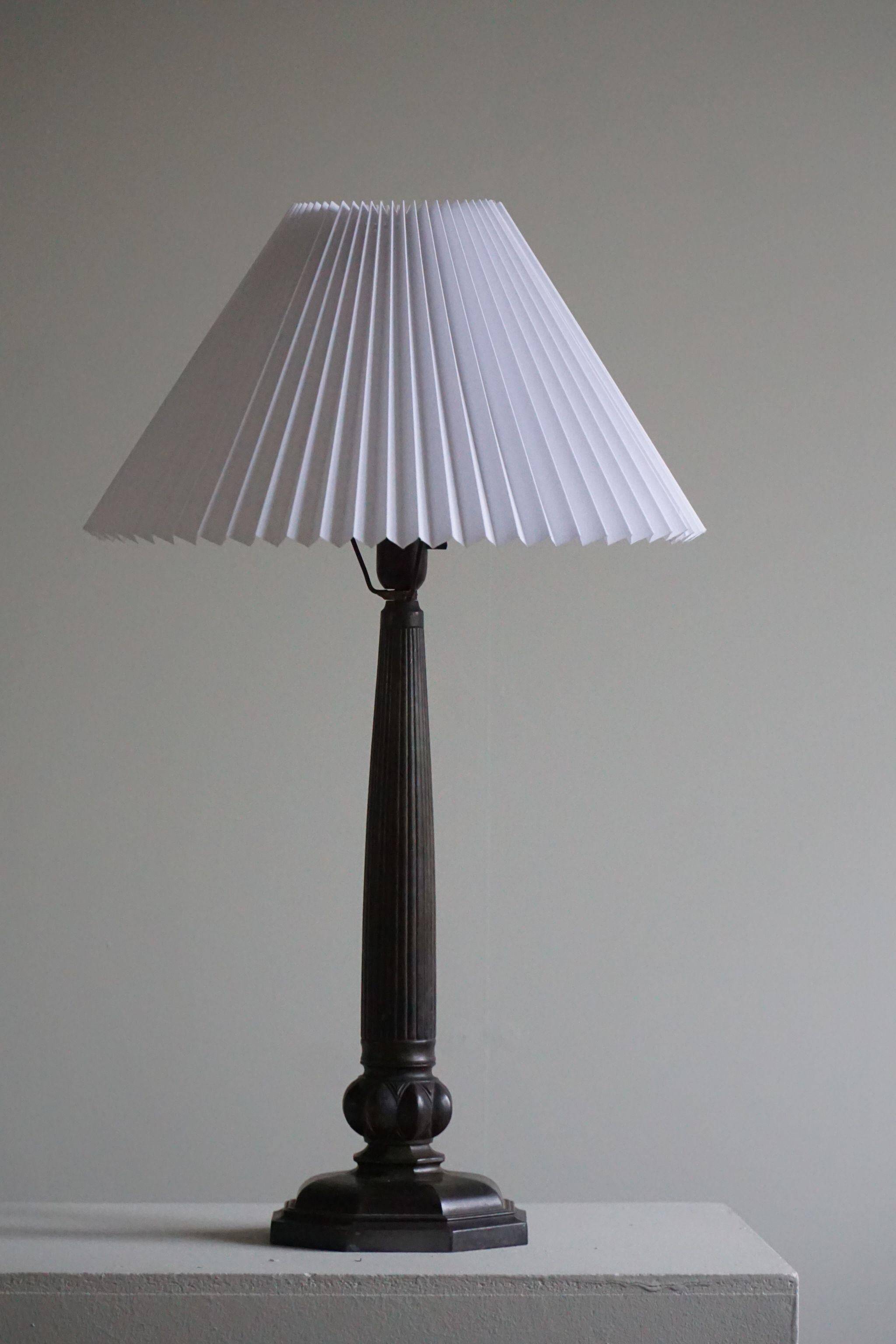 Rare Danish Art Nouveau table lamp by Just Andersen in Diskometal, Model 2288, 1920 (Set of 2)